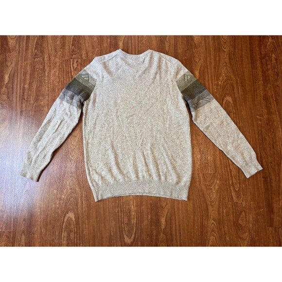 Erdos Men's Cashmere Sweater Size Large Gray Geometric Stripe Pattern - Picture 6 of 6